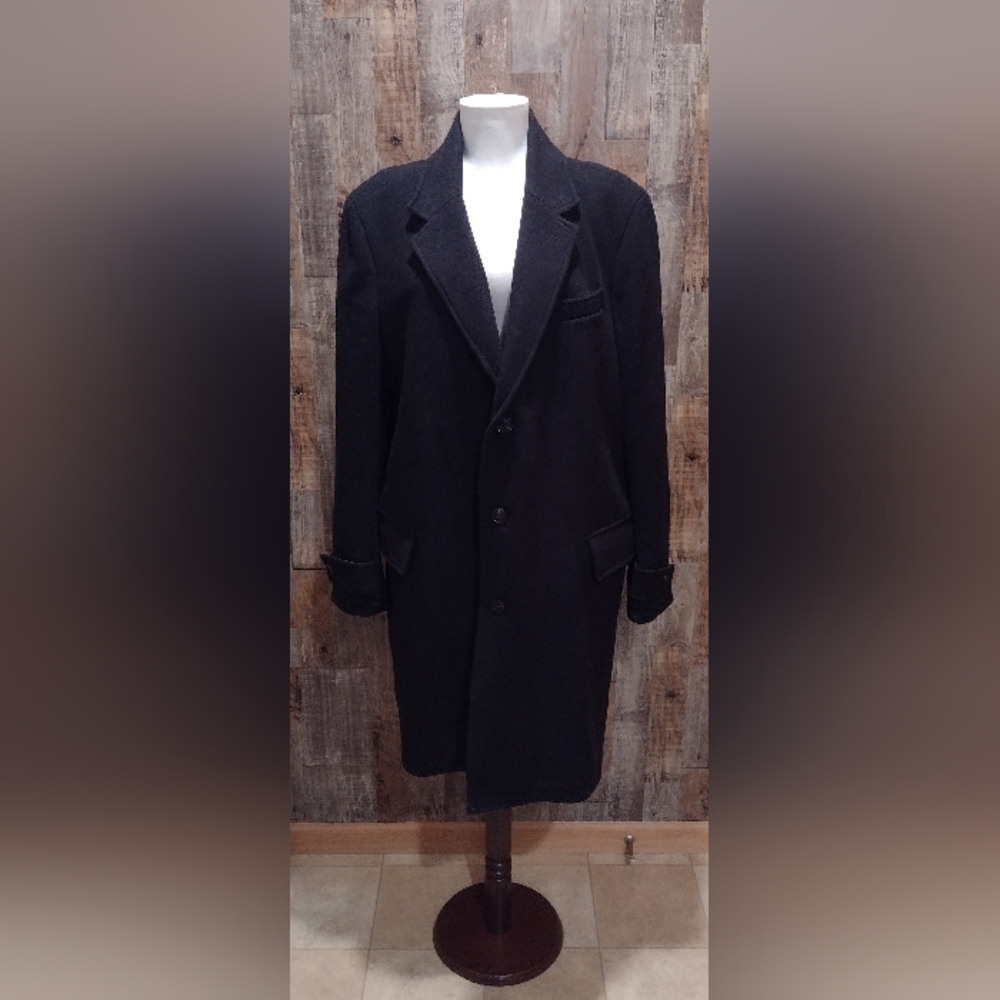 NWT $349 LANDS' END NAVY BLUE WOOL BLEND MEN'S CLASSIC DRESS TOP COAT SZ L NEW